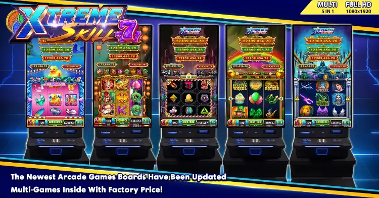 The latest Nudgehard Skill Games slot machines displayed in the casino, designed to enhance the gaming experience for patrons.