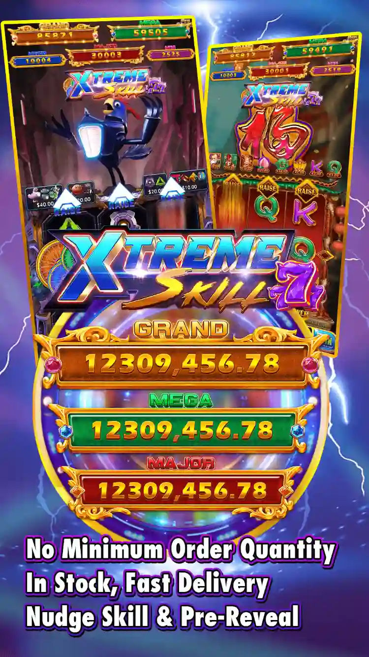 The screen displays gameplay from Xtreme Skill 777, showcasing vibrant graphics and engaging action.